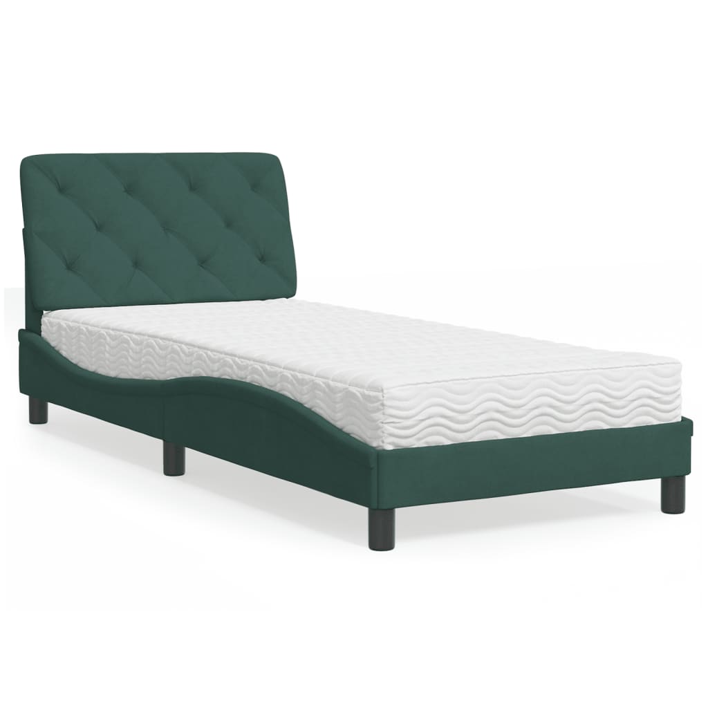 Letto con Materasso Verde Scuro 80x200 cm in Velluto - homemem39