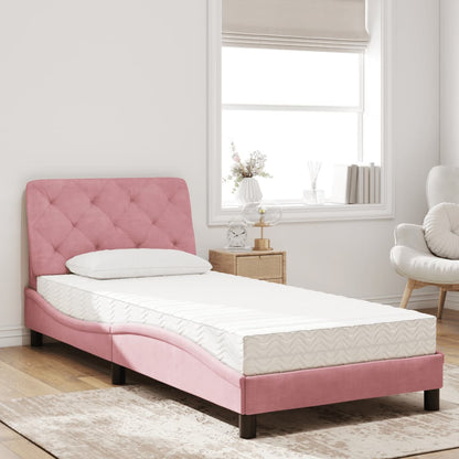 Letto con Materasso Rosa 80x200 cm in Velluto