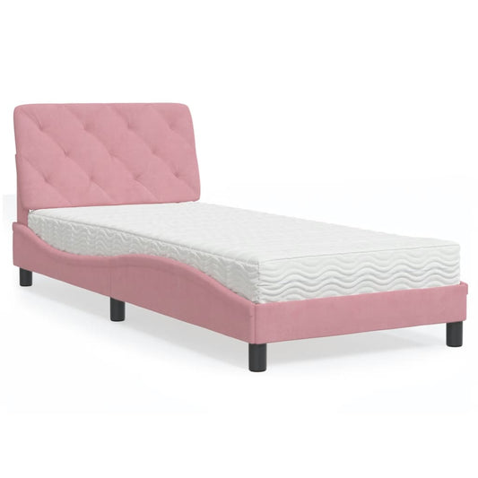 Letto con Materasso Rosa 80x200 cm in Velluto