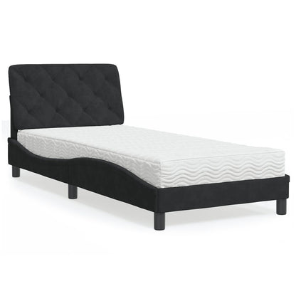 Letto con Materasso Nero 90x190 cm in Velluto - homemem39