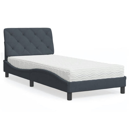 Letto con Materasso Grigio Scuro 90x200 cm in Velluto | homemem39