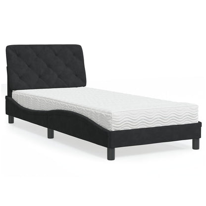 Letto con Materasso Nero 90x200 cm in Velluto - homemem39