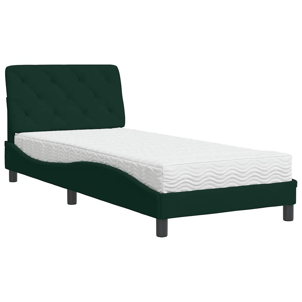 Letto con Materasso Verde Scuro 90x200 cm in Velluto