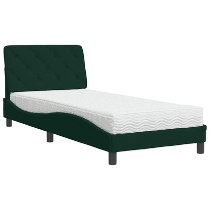 Letto con Materasso Verde Scuro 90x200 cm in Velluto