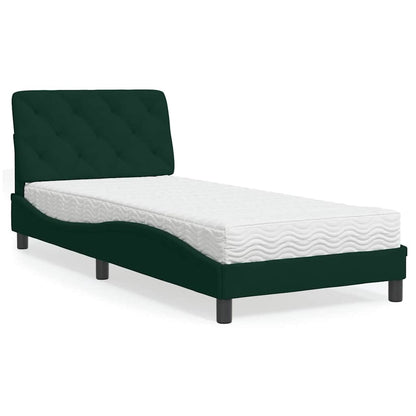 Letto con Materasso Verde Scuro 90x200 cm in Velluto