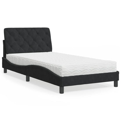 Letto con Materasso Nero 100x200 cm in Velluto - homemem39