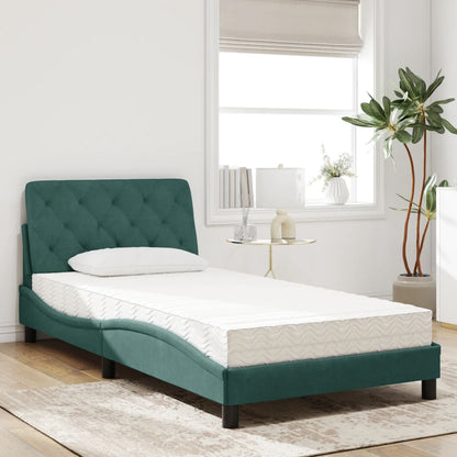 Letto con Materasso Verde Scuro 100x200 cm in Velluto - homemem39