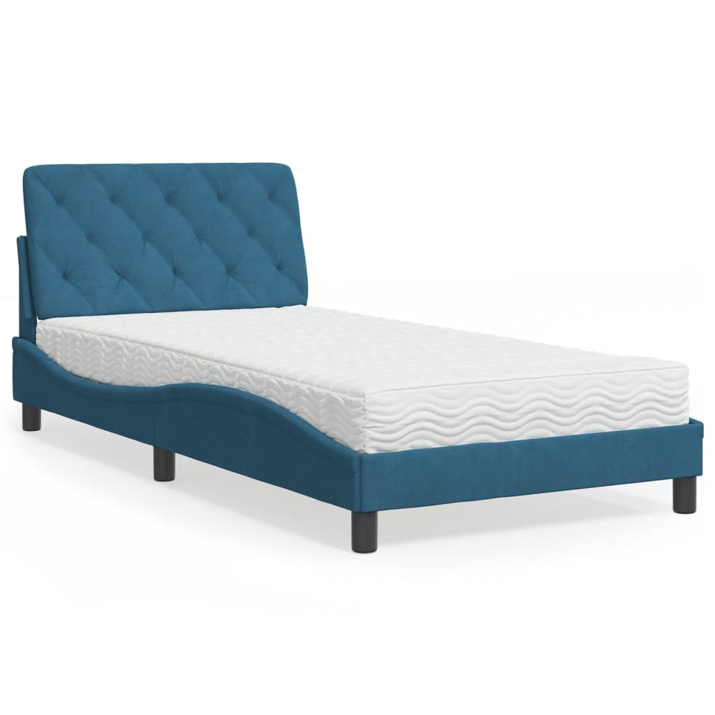 Letto con Materasso Blu 100x200 cm in Velluto - homemem39