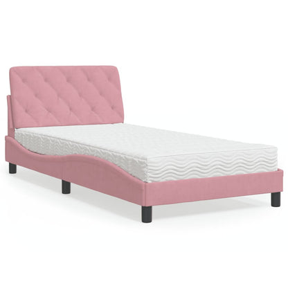 Letto con Materasso Rosa 100x200 cm in Velluto - homemem39