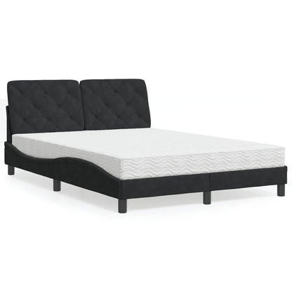 Letto con Materasso Nero 140x190 cm in Velluto - homemem39