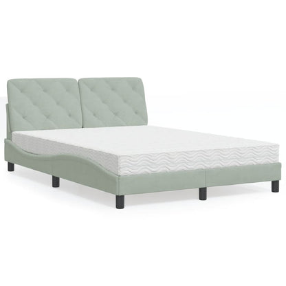 Letto con Materasso Grigio Chiaro 140x200 cm in Velluto - homemem39