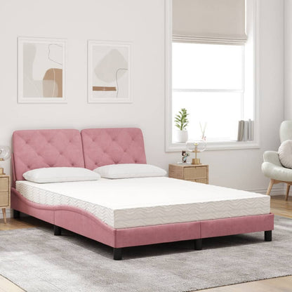 Letto con Materasso Rosa 140x200 cm in Velluto - homemem39