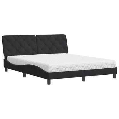 Letto con Materasso Nero 160x200 cm in Velluto - homemem39