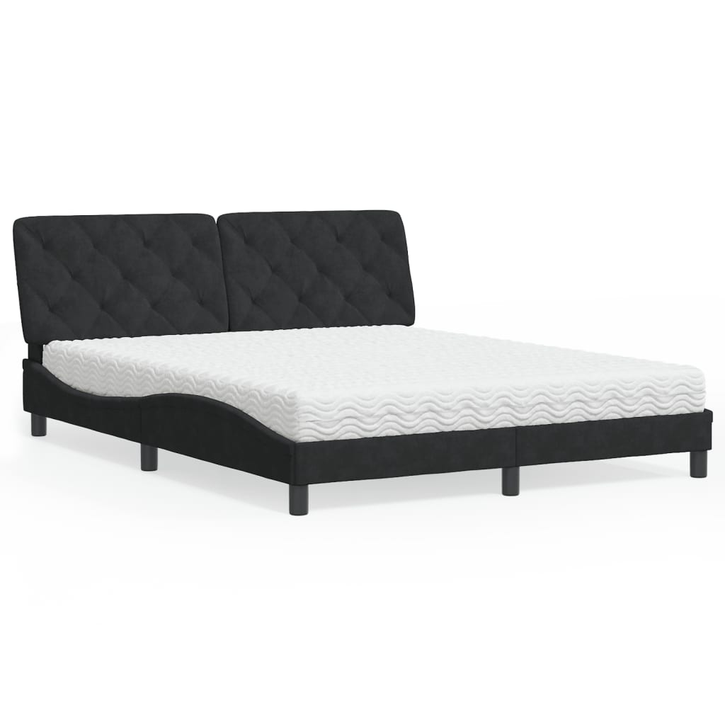 Letto con Materasso Nero 160x200 cm in Velluto - homemem39