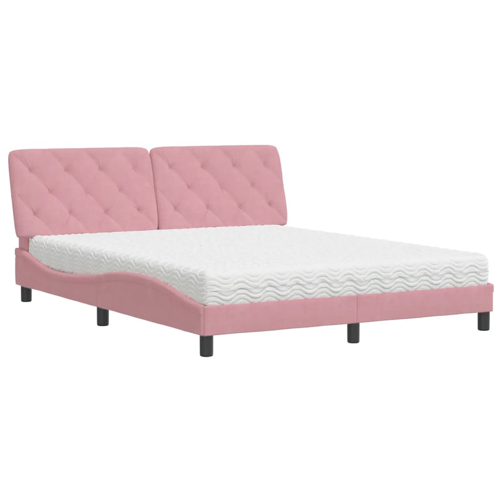 Letto con Materasso Rosa 160x200 cm in Velluto - homemem39