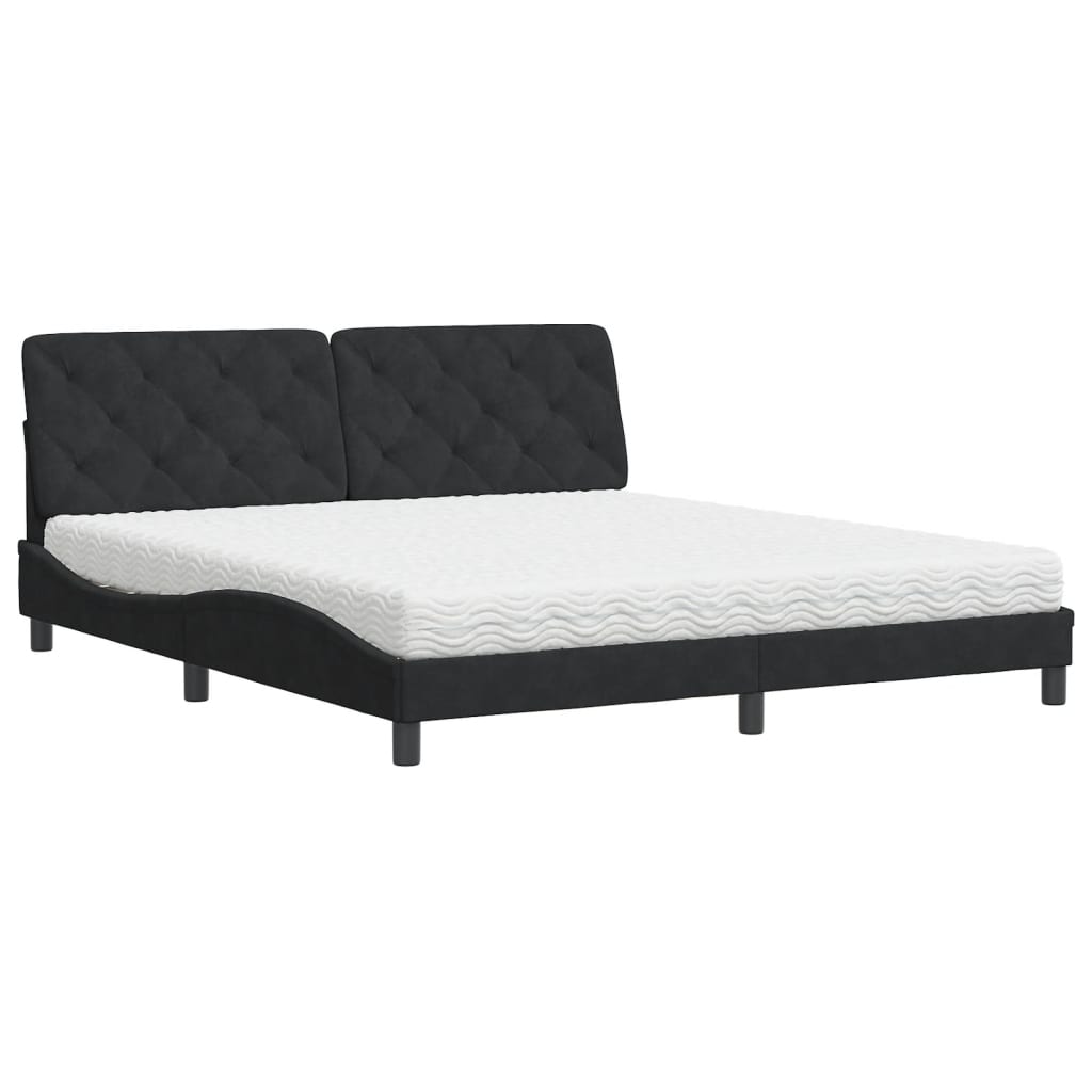 Letto con Materasso Nero 180x200 cm in Velluto - homemem39