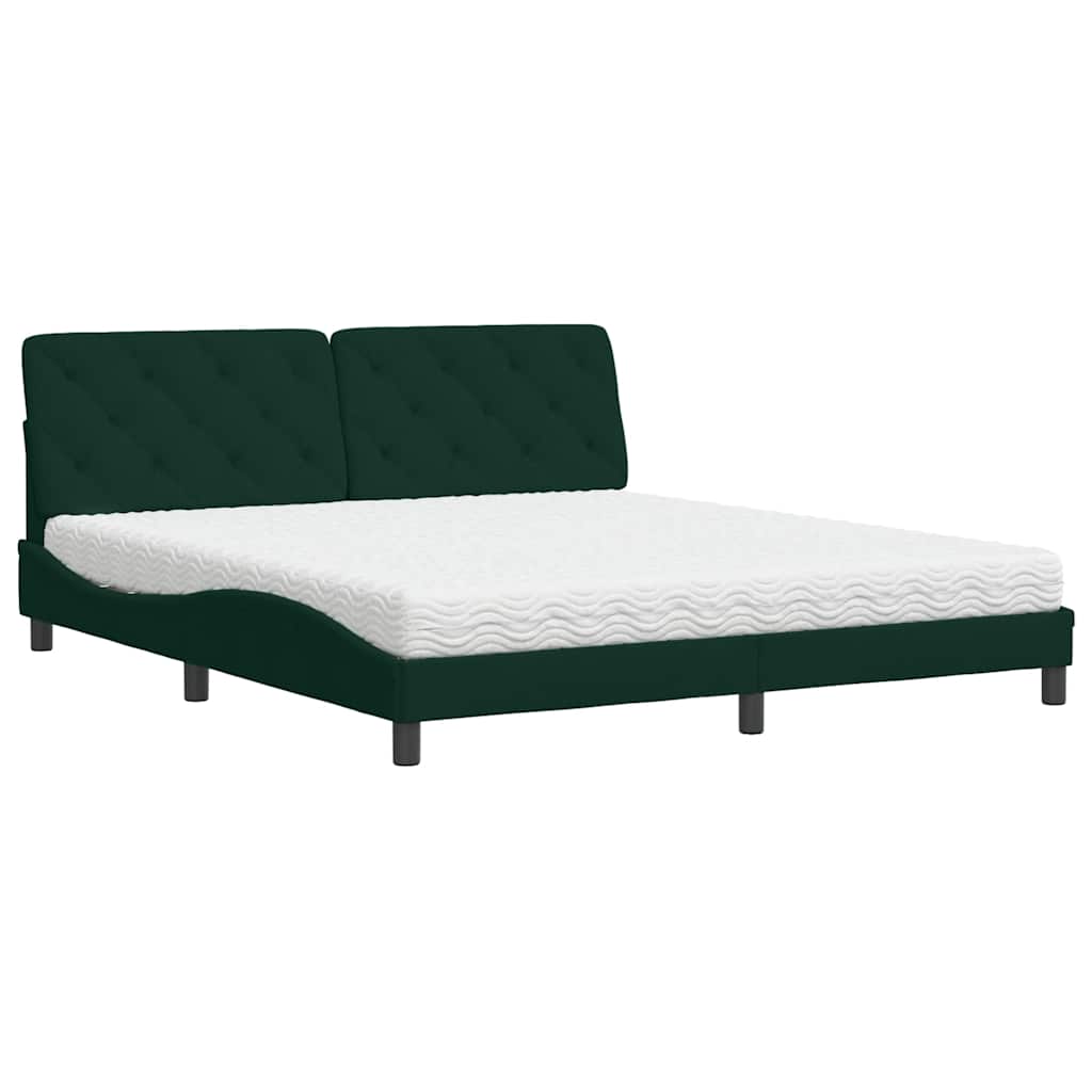 Letto con Materasso Verde Scuro 180x200 cm in Velluto | homemem39