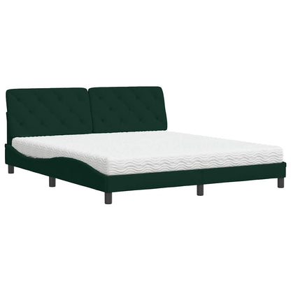 Letto con Materasso Verde Scuro 180x200 cm in Velluto | homemem39