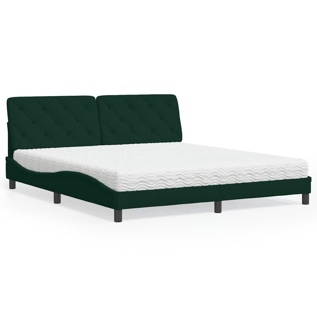Letto con Materasso Verde Scuro 180x200 cm in Velluto | homemem39