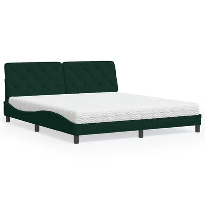 Letto con Materasso Verde Scuro 180x200 cm in Velluto | homemem39