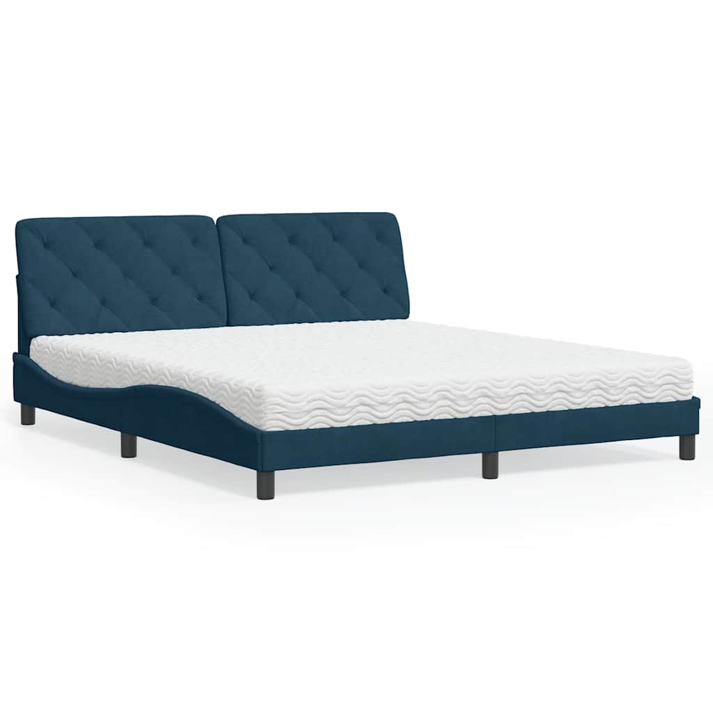 Letto con Materasso Blu 180x200 cm in Velluto | homemem39