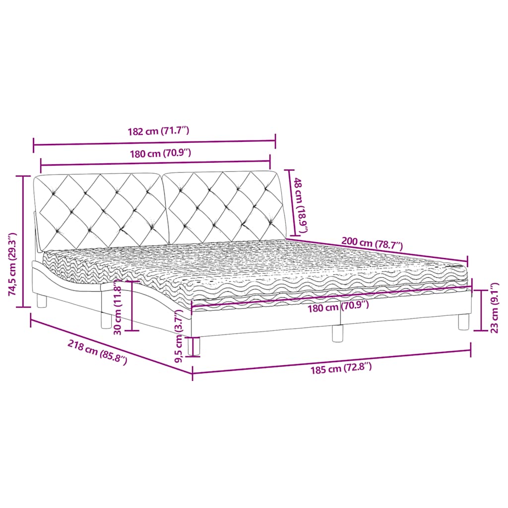 Letto con Materasso Blu 180x200 cm in Velluto | homemem39