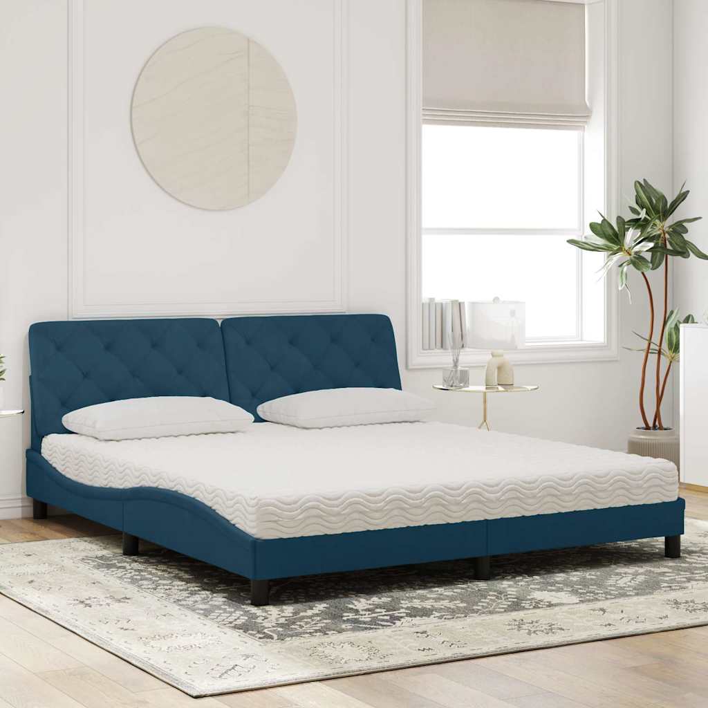 Letto con Materasso Blu 180x200 cm in Velluto | homemem39