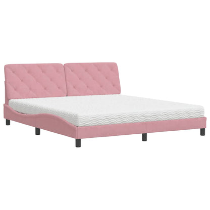 Letto con Materasso Rosa 180x200 cm in Velluto - homemem39