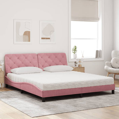 Letto con Materasso Rosa 180x200 cm in Velluto - homemem39