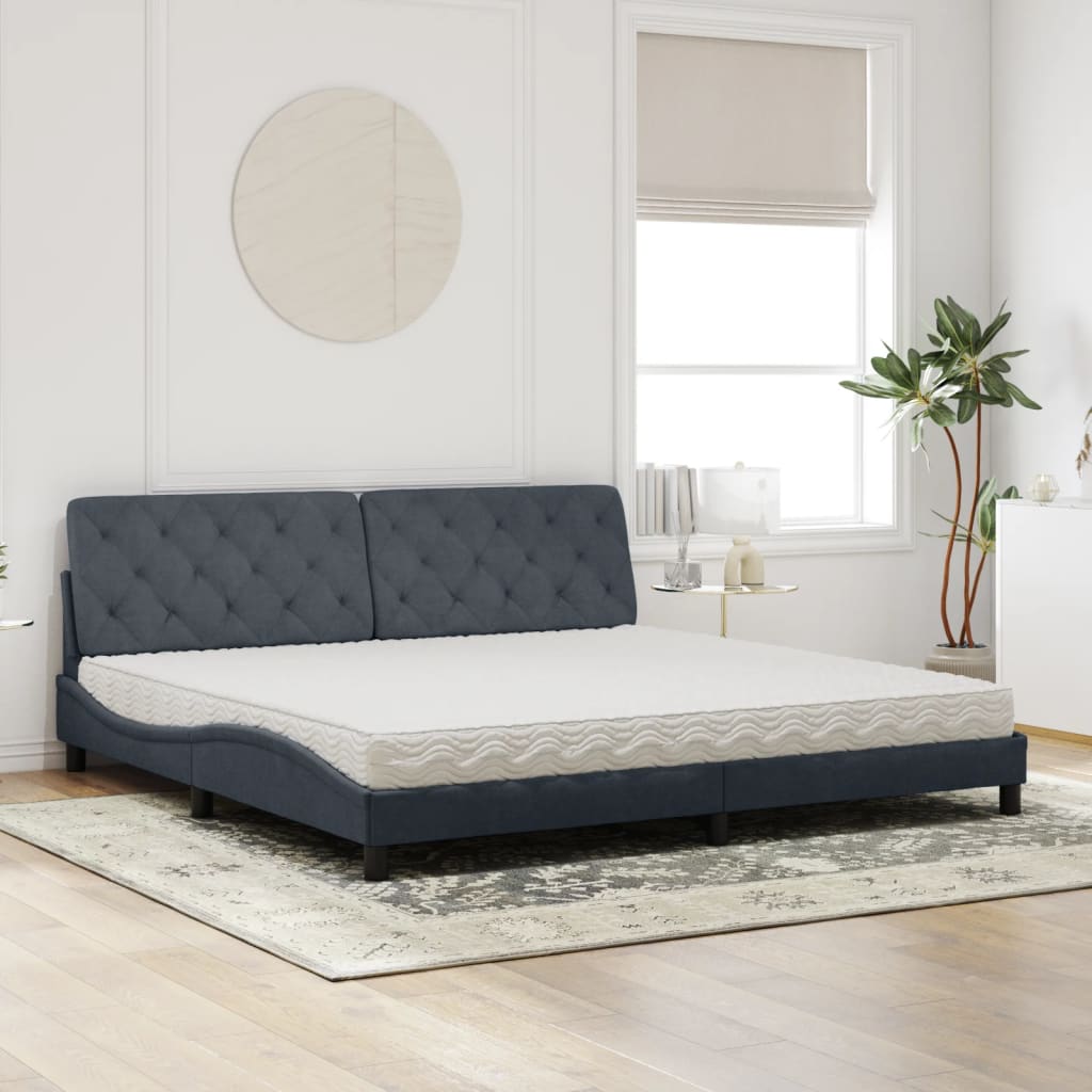 Letto con Materasso Grigio Scuro 200x200 cm Velluto - homemem39