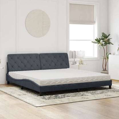 Letto con Materasso Grigio Scuro 200x200 cm Velluto - homemem39