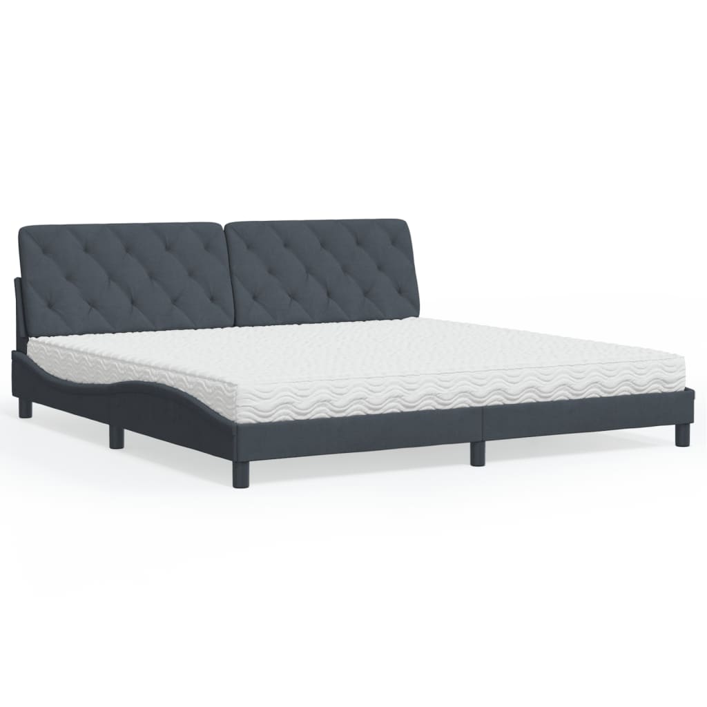 Letto con Materasso Grigio Scuro 200x200 cm Velluto - homemem39