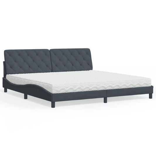 Letto con Materasso Grigio Scuro 200x200 cm Velluto - homemem39