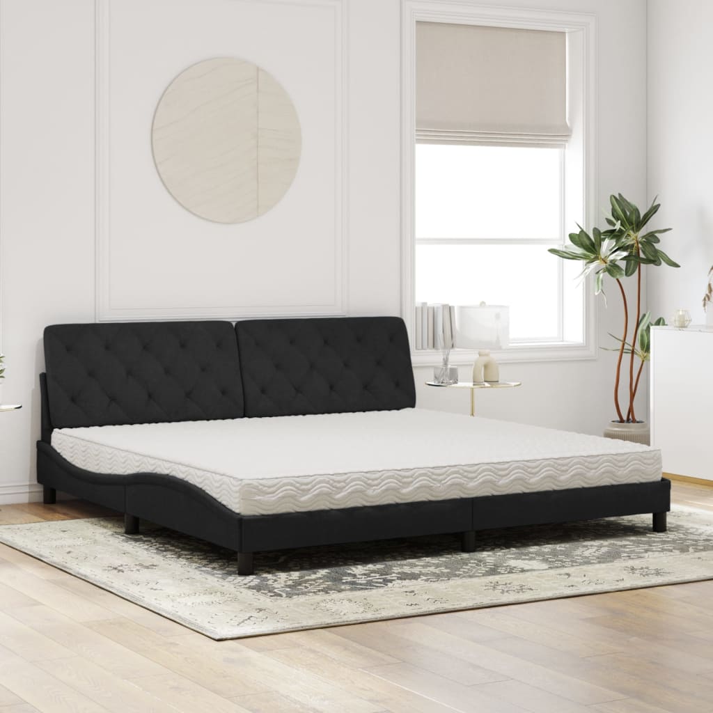 Letto con Materasso Nero 200x200 cm in Velluto - homemem39