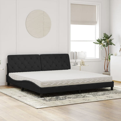 Letto con Materasso Nero 200x200 cm in Velluto - homemem39