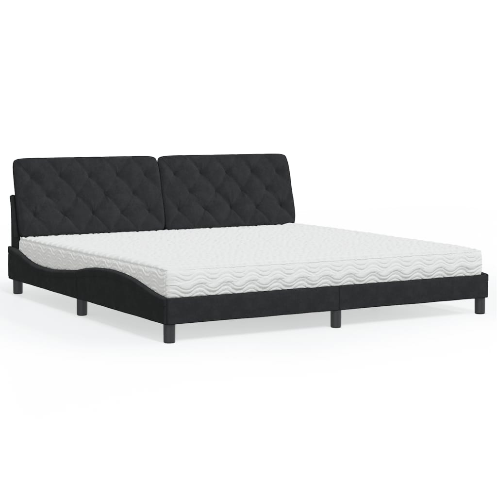 Letto con Materasso Nero 200x200 cm in Velluto - homemem39