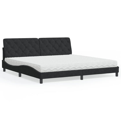 Letto con Materasso Nero 200x200 cm in Velluto - homemem39
