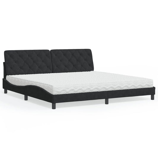 Letto con Materasso Nero 200x200 cm in Velluto - homemem39