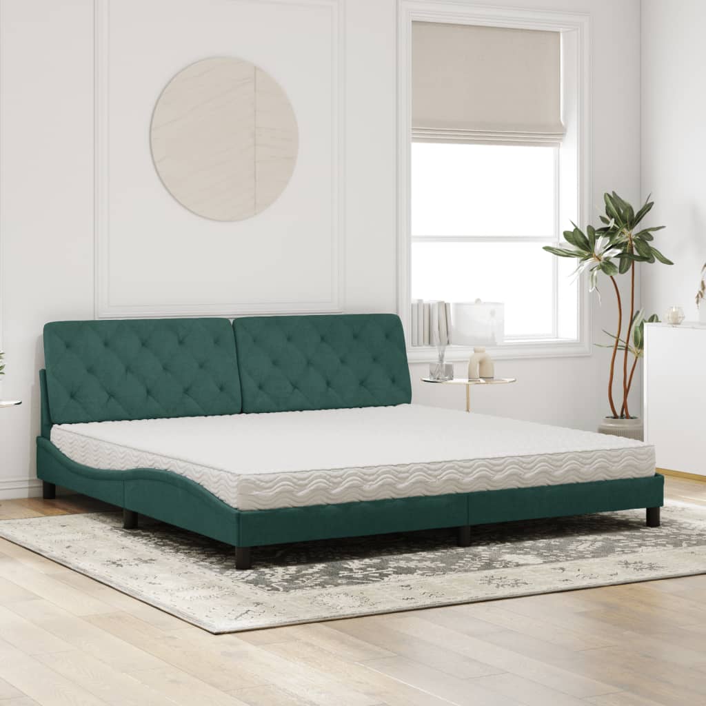 Letto con Materasso Verde Scuro 200x200 cm Velluto - homemem39