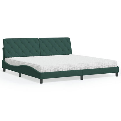 Letto con Materasso Verde Scuro 200x200 cm Velluto - homemem39