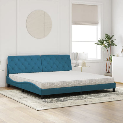 Letto con Materasso Blu 200x200 cm Velluto - homemem39