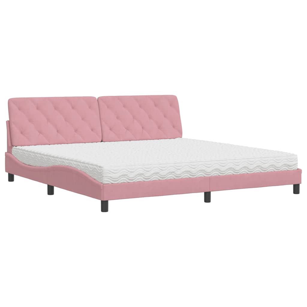 Letto con Materasso Rosa 200x200 cm in Velluto - homemem39