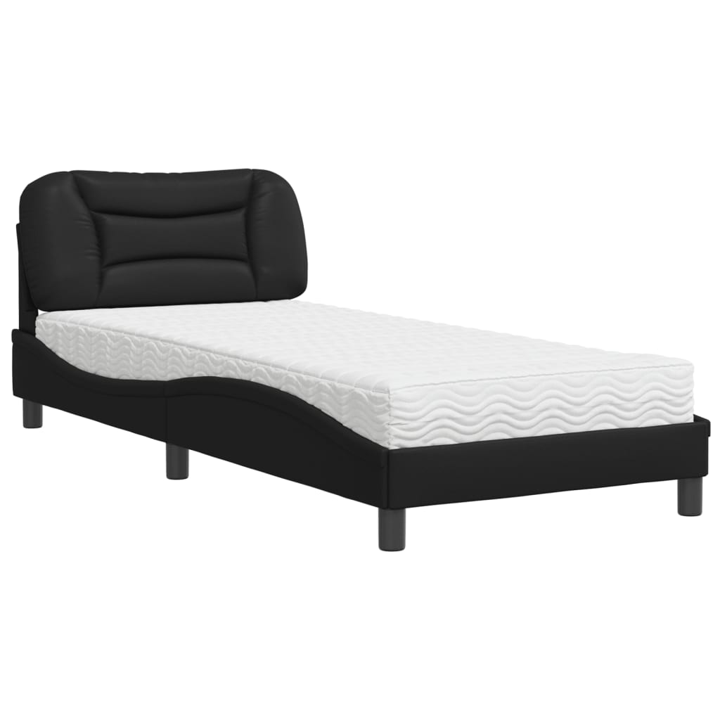 Letto con Materasso Hvar Nero 80x200 cm in Similpelle - homemem39