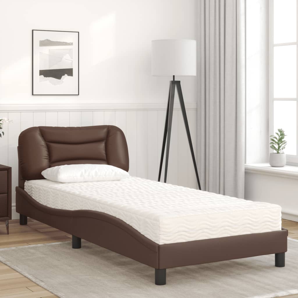 Letto con Materasso Hvar Marrone 80x200 cm in Similpelle | homemem39
