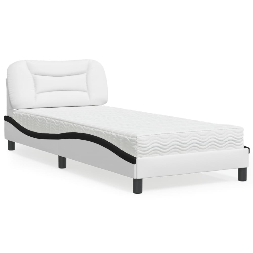 Letto con Materasso Hvar Nero e Bianco 80x200 cm in Similpelle - homemem39