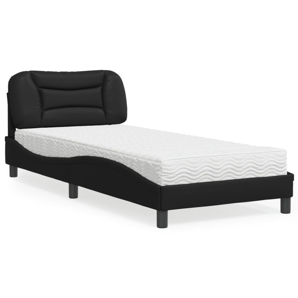 Letto con Materasso Hvar Nero 90x190 cm in Similpelle - homemem39