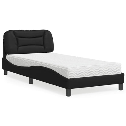 Letto con Materasso Hvar Nero 90x190 cm in Similpelle - homemem39