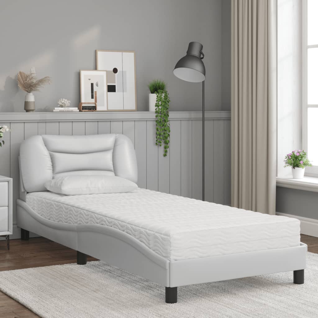 Letto con Materasso Hvar Bianco 90x190 cm in Similpelle | homemem39