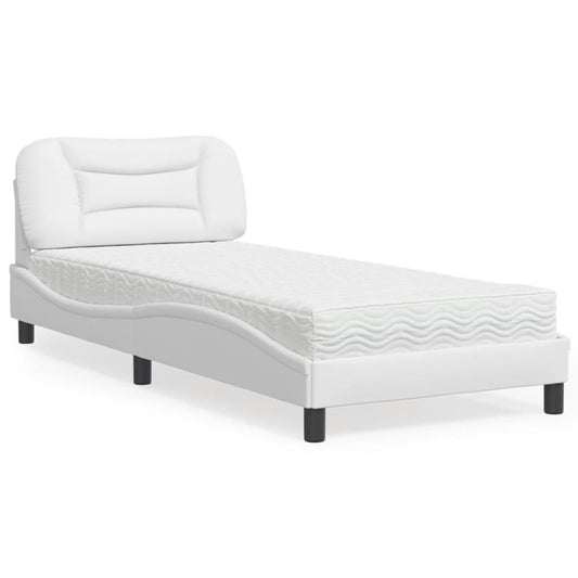 Letto con Materasso Hvar Bianco 90x190 cm in Similpelle - homemem39