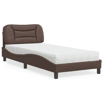 Letto con Materasso Hvar Marrone 90x190 cm in Similpelle - homemem39